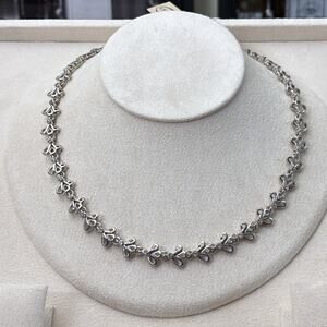 D'Orlan Rhodium Plated Necklace with Swarovski Crystals 16-18" Length